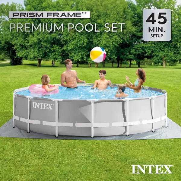 Intex 26723EH Prism Frame Premium Above Ground Swimming Pool Set 15ft x 42in  Includes 1000 GPH Cartridge Filter Pump  Removable Ladder  Pool Cover  Ground Cloth14 x 42