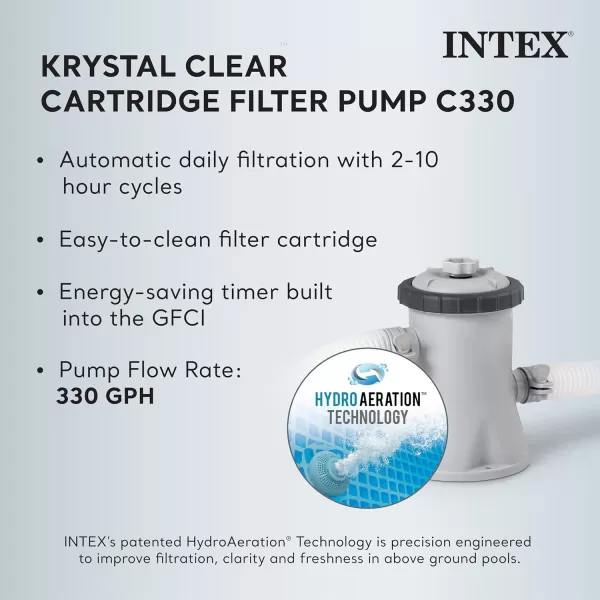 Intex 26723EH Prism Frame Premium Above Ground Swimming Pool Set 15ft x 42in  Includes 1000 GPH Cartridge Filter Pump  Removable Ladder  Pool Cover  Ground Cloth10 x 30