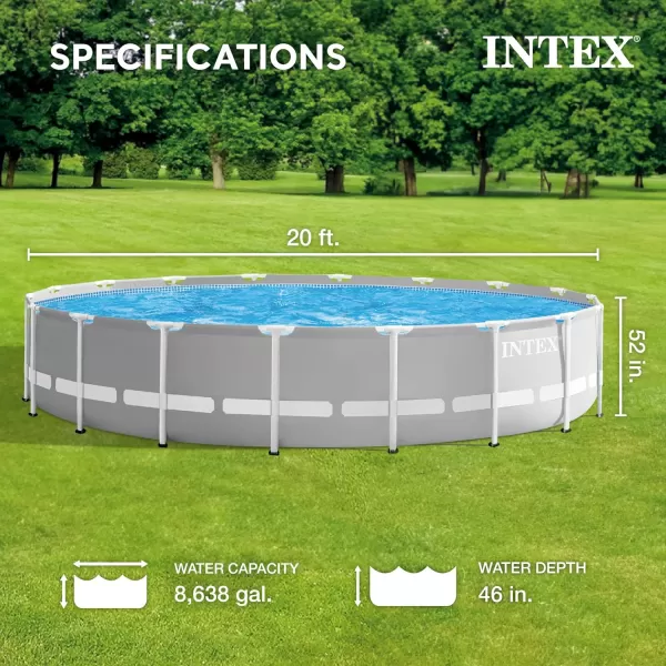 Intex 26723EH Prism Frame Premium Above Ground Swimming Pool Set 15ft x 42in  Includes 1000 GPH Cartridge Filter Pump  Removable Ladder  Pool Cover  Ground Cloth20 x 52
