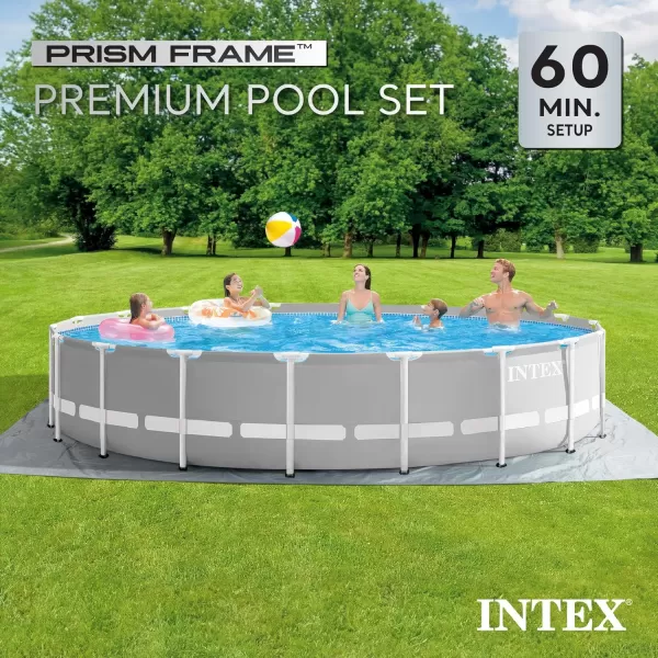 Intex 26723EH Prism Frame Premium Above Ground Swimming Pool Set 15ft x 42in  Includes 1000 GPH Cartridge Filter Pump  Removable Ladder  Pool Cover  Ground Cloth18 x 48