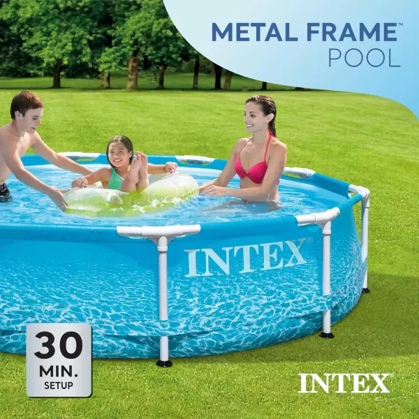 Intex 28206EH Large Round Above Ground Swimming Pool with Reinforced Sidewalls and Metal Frame for Backyard or Outdoor Use 10 Foot by 30 InchPool Only