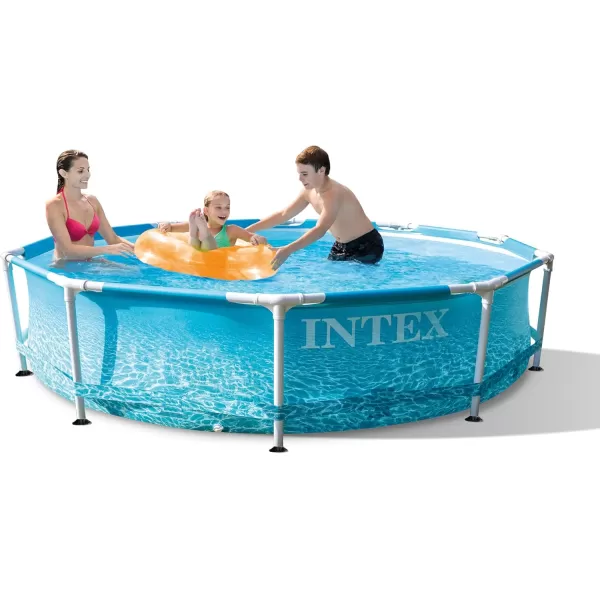 Intex 28206EH Large Round Above Ground Swimming Pool with Reinforced Sidewalls and Metal Frame for Backyard or Outdoor Use 10 Foot by 30 InchWith Filter Pump