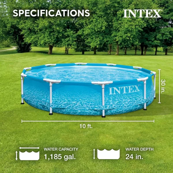 Intex 28206EH Large Round Above Ground Swimming Pool with Reinforced Sidewalls and Metal Frame for Backyard or Outdoor Use 10 Foot by 30 InchWith Filter Pump