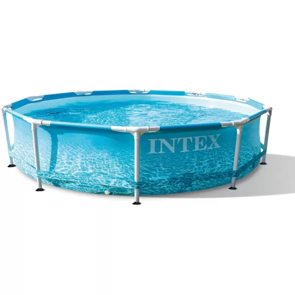 Intex 28206EH Large Round Above Ground Swimming Pool with Reinforced Sidewalls and Metal Frame for Backyard or Outdoor Use 10 Foot by 30 InchWith Filter Pump