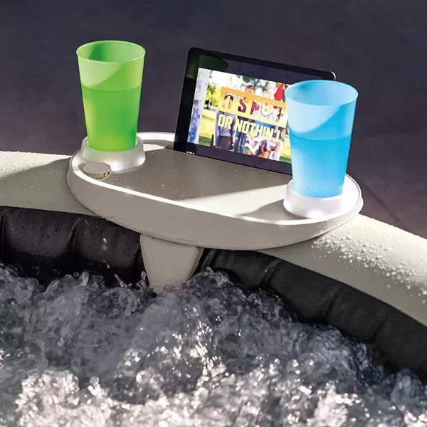 Intex 28520E Tablet Mobile Phone Spa Tray Accessory with White LED Light Strip and Cupholders for Smart Phone or Tablet White