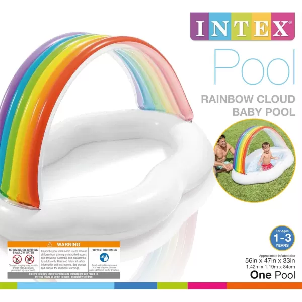 Intex 57141EP Round Inflatable Rainbow Cloud Outdoor Baby Pool for Ages 13 Years Old