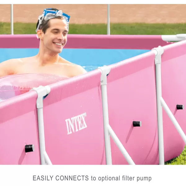 Intex 7 x 4 x 24quot Rectangular Metal Frame Above Ground Outdoor Swimming Pool PinkRectangle
