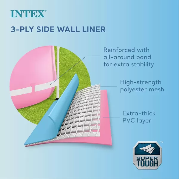 Intex 7 x 4 x 24quot Rectangular Metal Frame Above Ground Outdoor Swimming Pool PinkRound