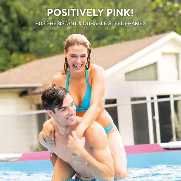 Intex 7 x 4 x 24quot Rectangular Metal Frame Above Ground Outdoor Swimming Pool PinkRound