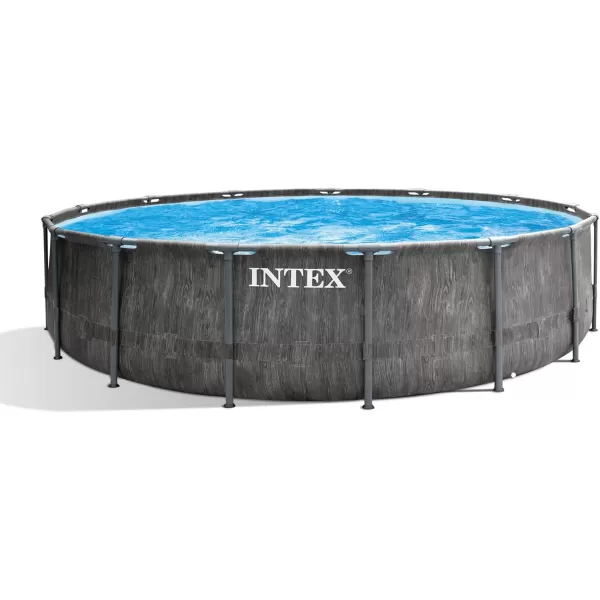 Intex Greywood Prism Frame 15 x 48quot Round Above Ground Outdoor Swimming Pool Set with 1000 GPH Filter Pump Ladder Ground Cloth and Pool Cover15 x 48