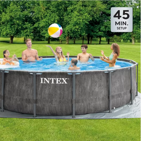 Intex Greywood Prism Frame 15 x 48quot Round Above Ground Outdoor Swimming Pool Set with 1000 GPH Filter Pump Ladder Ground Cloth and Pool Cover15 x 48