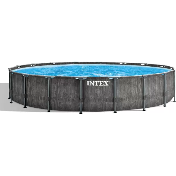 Intex Greywood Prism Frame 15 x 48quot Round Above Ground Outdoor Swimming Pool Set with 1000 GPH Filter Pump Ladder Ground Cloth and Pool Cover18 x 48