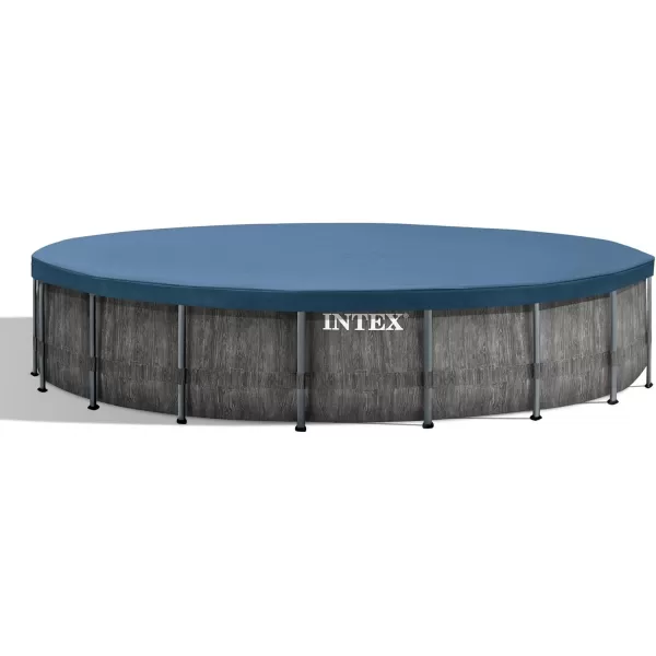 Intex Greywood Prism Frame 15 x 48quot Round Above Ground Outdoor Swimming Pool Set with 1000 GPH Filter Pump Ladder Ground Cloth and Pool Cover18 x 48