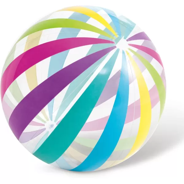 Intex Jumbo Inflatable Glossy Colorful Transparent PVC Giant Beach Ball wRepair Patch in PolkaDot or Rainbow Stripes for Ages 3 ampamp Up Color Varies