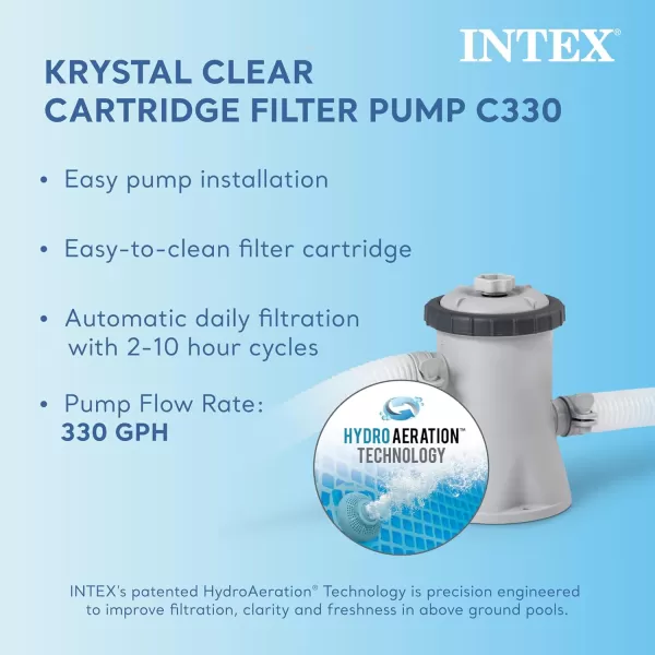 Intex Metal Frame 12 Foot x 30 Inch Round Above Ground Outdoor Backyard Swimming Pool with 530 GPH Filter Cartridge Pump NavyBlue