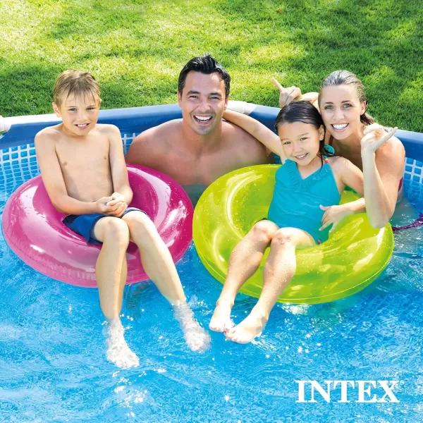 Intex Metal Frame 12 Foot x 30 Inch Round Above Ground Outdoor Backyard Swimming Pool with 530 GPH Filter Cartridge Pump NavyBlue