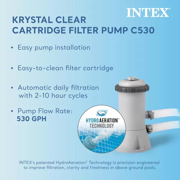 Intex Metal Frame 12 Foot x 30 Inch Round Above Ground Outdoor Backyard Swimming Pool with 530 GPH Filter Cartridge Pump NavyBlue