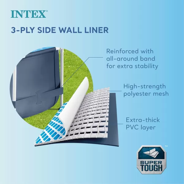 Intex Metal Frame 12 Foot x 30 Inch Round Above Ground Outdoor Backyard Swimming Pool with 530 GPH Filter Cartridge Pump NavyNavy