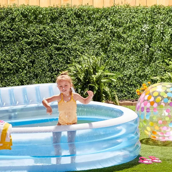Intex Swim Center Inflatable Family Lounge Pool Builtin Bench  Cup Holder  156 Gallon Capacity  90quot x 86quot x 31quot  BlueBlue