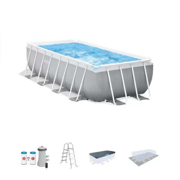 INTEX 26797EH Prism Frame Premium Oval Above Ground Swimming Pool Set 20ft x 10ft x 48in  Includes 1500 GPH Cartridge Filter Pump  Removable Ladder  Pool Cover  Ground Cloth16 x 8 x 42