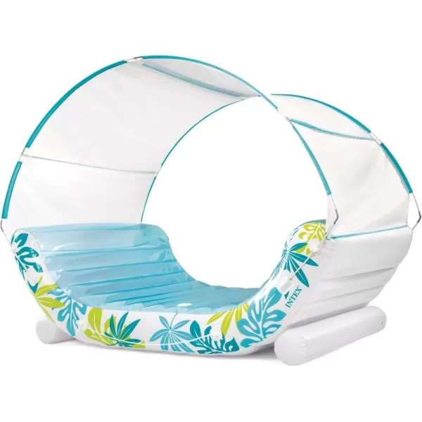 INTEX 56294EP Inflatable Tropical Canopy Lounge Detachable Fabric Sunshade  Builtin Cup Holders  Rope Ties  440lb Weight Capacity  88quot x 59quot x 65quot