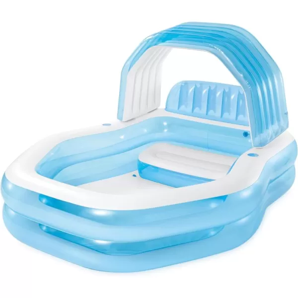 INTEX 57186EP Swim Center Sunshade Inflatable Family Pool 140 Gallon Capacity  90quot x 75quot x 53quot  Blue
