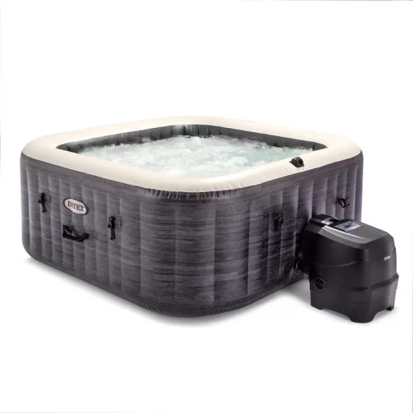 INTEX PureSpa Greystone Deluxe Inflatable Hot Tub with with Builtin FastFill Inflation System Spa Control App and 4 Person Capacity 83quot x 28quot4 Person