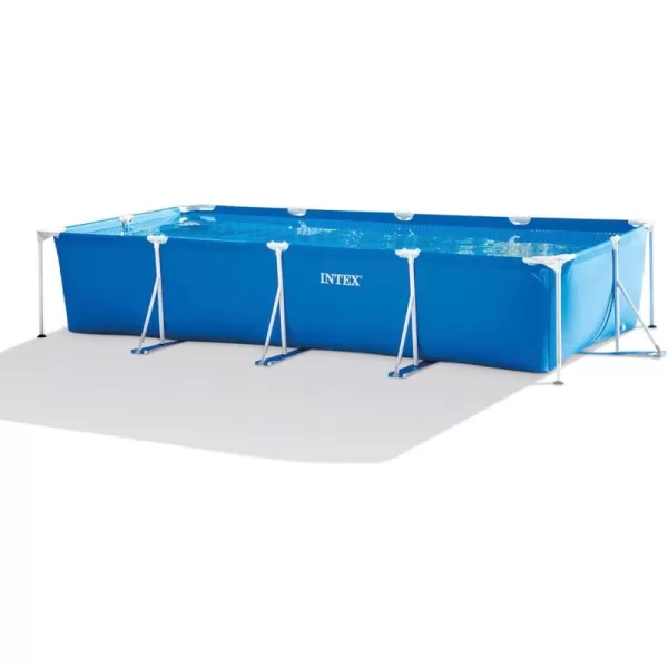 Intex 1475 x 86quot x 33quot Rectangular Frame Above Ground Outdoor Backyard Swimming Pool with Flow Control Valve for Quick Draining Blue14 9 x 7 3 x 33