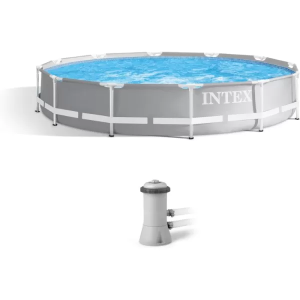 Intex 26723EH Prism Frame Premium Above Ground Swimming Pool Set 15ft x 42in  Includes 1000 GPH Cartridge Filter Pump  Removable Ladder  Pool Cover  Ground Cloth12 x 30