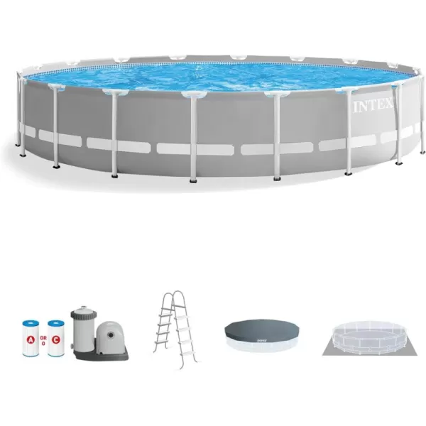 Intex 26723EH Prism Frame Premium Above Ground Swimming Pool Set 15ft x 42in  Includes 1000 GPH Cartridge Filter Pump  Removable Ladder  Pool Cover  Ground Cloth18 x 48