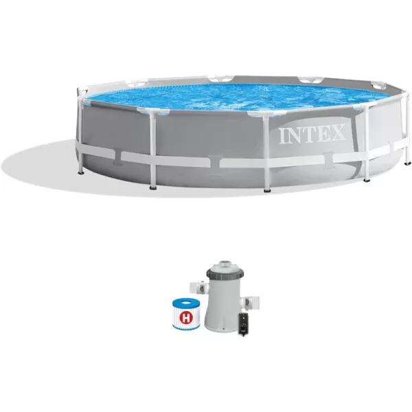 Intex 26723EH Prism Frame Premium Above Ground Swimming Pool Set 15ft x 42in  Includes 1000 GPH Cartridge Filter Pump  Removable Ladder  Pool Cover  Ground Cloth10 x 30