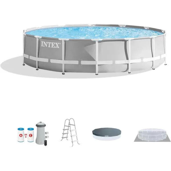 Intex 26723EH Prism Frame Premium Above Ground Swimming Pool Set 15ft x 42in  Includes 1000 GPH Cartridge Filter Pump  Removable Ladder  Pool Cover  Ground Cloth14 x 42