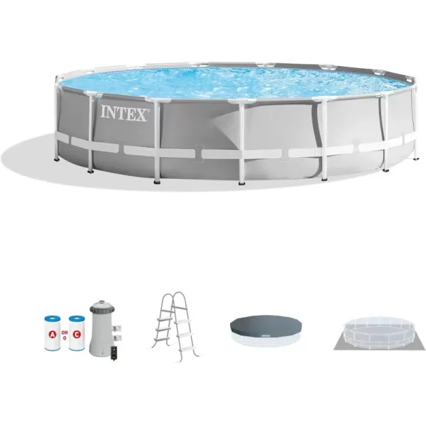 Intex 26723EH Prism Frame Premium Above Ground Swimming Pool Set 15ft x 42in  Includes 1000 GPH Cartridge Filter Pump  Removable Ladder  Pool Cover  Ground Cloth15 x 42