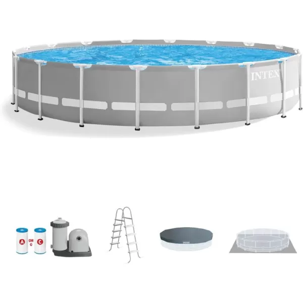 Intex 26723EH Prism Frame Premium Above Ground Swimming Pool Set 15ft x 42in  Includes 1000 GPH Cartridge Filter Pump  Removable Ladder  Pool Cover  Ground Cloth20 x 52