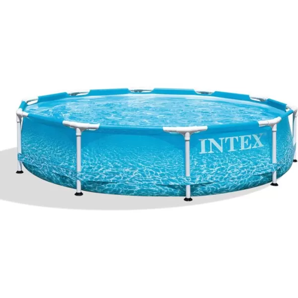 Intex 28206EH Large Round Above Ground Swimming Pool with Reinforced Sidewalls and Metal Frame for Backyard or Outdoor Use 10 Foot by 30 InchPool Only