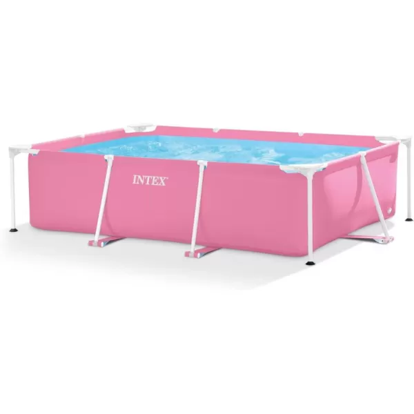 Intex 7 x 4 x 24quot Rectangular Metal Frame Above Ground Outdoor Swimming Pool PinkRectangle