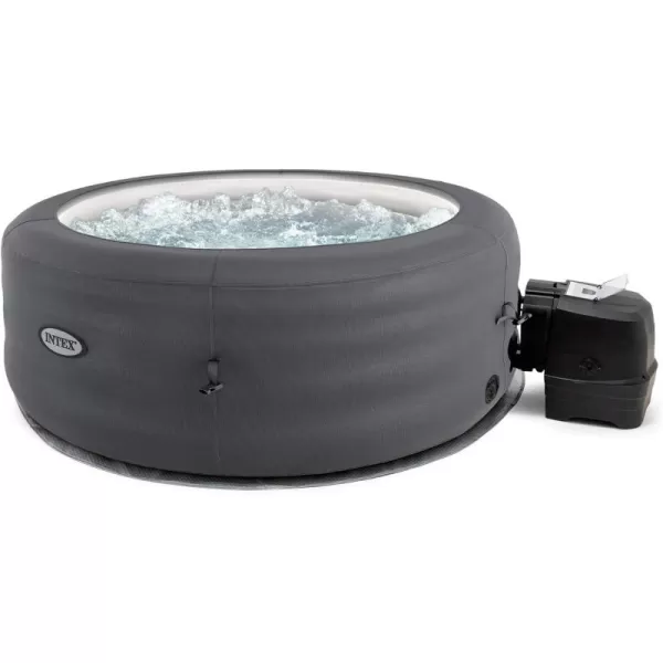 Intex Simple Spa 77 by 26 Inch 4 Person Outdoor Portable Inflatable Round Heated Hot Tub with 100 Bubble Jets Carry Bag and Cover Gray