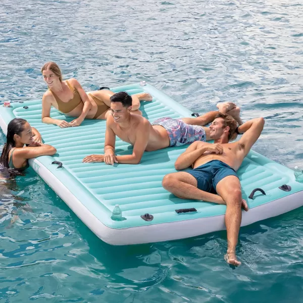 INTEX 56289EP Inflatable Floating Water Lounge Soft Fabric Handles  BuiltIn Cup Holders  Secure TieDowns  880lb Weight Capacity  122quot x 72quot x 7quot