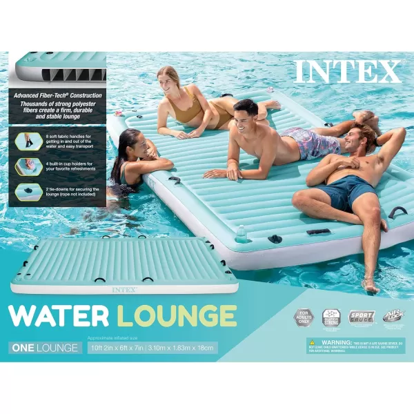 INTEX 56289EP Inflatable Floating Water Lounge Soft Fabric Handles  BuiltIn Cup Holders  Secure TieDowns  880lb Weight Capacity  122quot x 72quot x 7quot