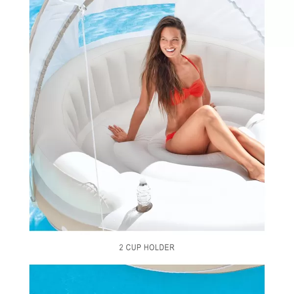 INTEX 58292EP Canopy Island Inflatable Pool Float Comfortable Lounge Surface  BuiltIn Cup Holders  Detachable Sunshade  440lb Max Weight Capacity  785quot x 59quot