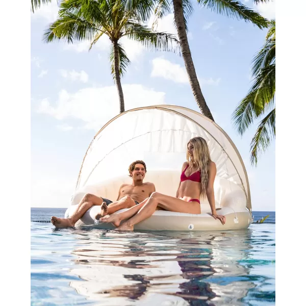 INTEX 58292EP Canopy Island Inflatable Pool Float Comfortable Lounge Surface  BuiltIn Cup Holders  Detachable Sunshade  440lb Max Weight Capacity  785quot x 59quot