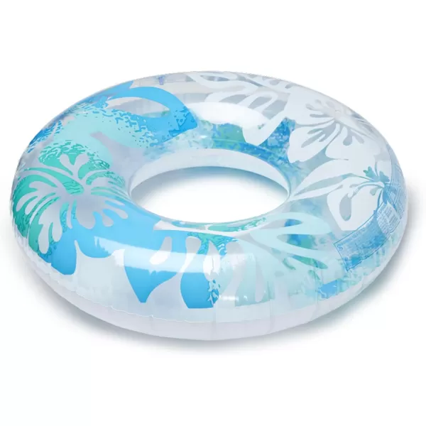 INTEX 59251EP Clear Tropical Inflatable Tube Floral Graphic Design  36quot Diameter  132lb Weight Capacity  One Tube  Color May Vary