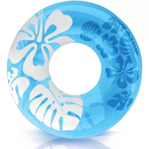 INTEX 59251EP Clear Tropical Inflatable Tube Floral Graphic Design  36quot Diameter  132lb Weight Capacity  One Tube  Color May Vary
