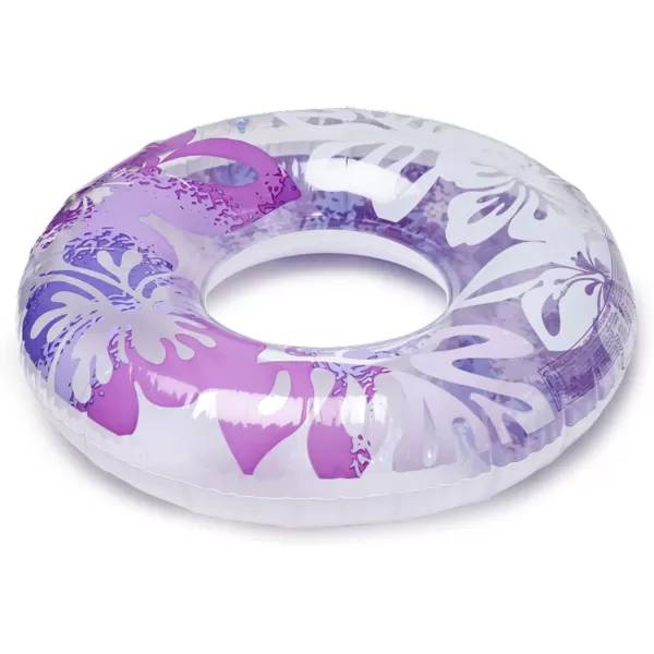 INTEX 59251EP Clear Tropical Inflatable Tube Floral Graphic Design  36quot Diameter  132lb Weight Capacity  One Tube  Color May Vary