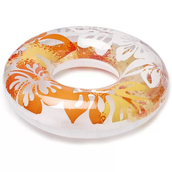 INTEX 59251EP Clear Tropical Inflatable Tube Floral Graphic Design  36quot Diameter  132lb Weight Capacity  One Tube  Color May Vary