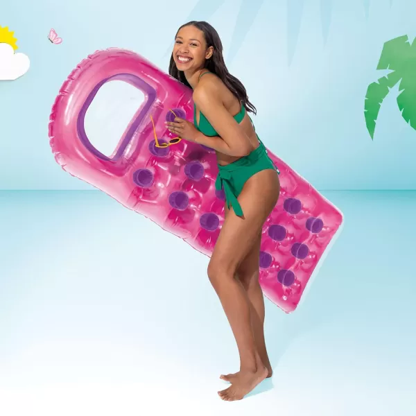 Intex Suntanner 18 Pocket Single Person Inflatable Swimming Pool Beach Lounge Floating Raft with Pillow and CupholdersLounge  74 X 28