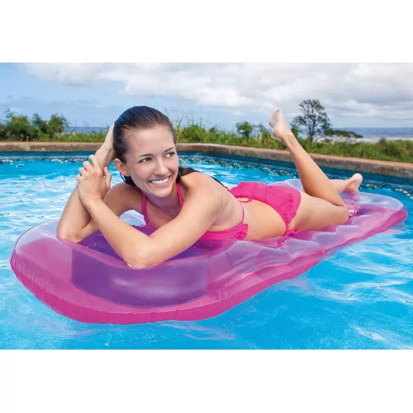 Intex Suntanner 18 Pocket Single Person Inflatable Swimming Pool Beach Lounge Floating Raft with Pillow and CupholdersLounge  74 X 28