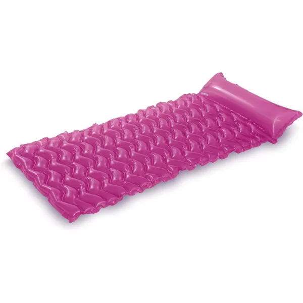 Intex Tote N Float Wave Mat Durable Vinyl Floating Inflatable Swimming Pool Lounger with Builtin Pillow Rest 1 Float Color VariesAir Mat