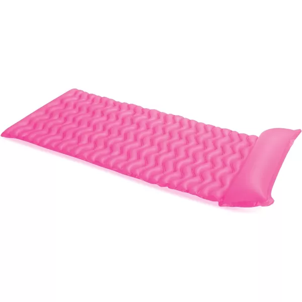Intex Tote N Float Wave Mat Durable Vinyl Floating Inflatable Swimming Pool Lounger with Builtin Pillow Rest 1 Float Color VariesAir Mat