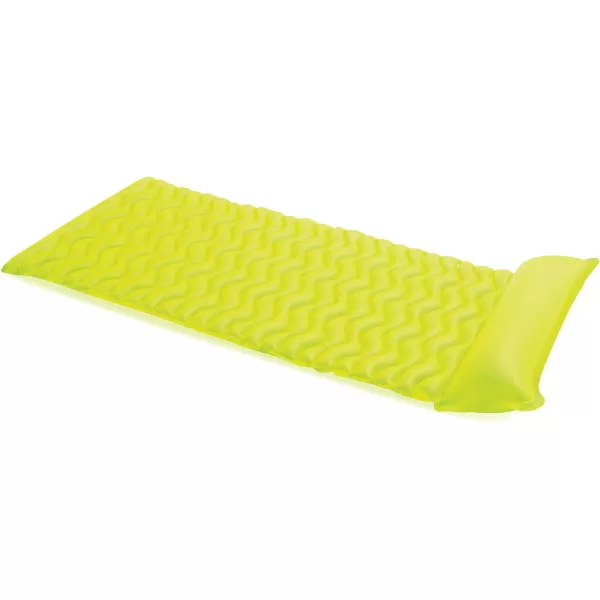Intex Tote N Float Wave Mat Durable Vinyl Floating Inflatable Swimming Pool Lounger with Builtin Pillow Rest 1 Float Color VariesAir Mat
